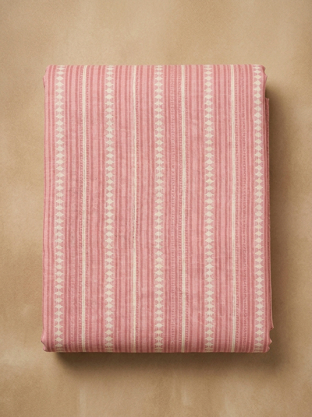 Peach Printed Cotton Blend Unstitched Dress Material