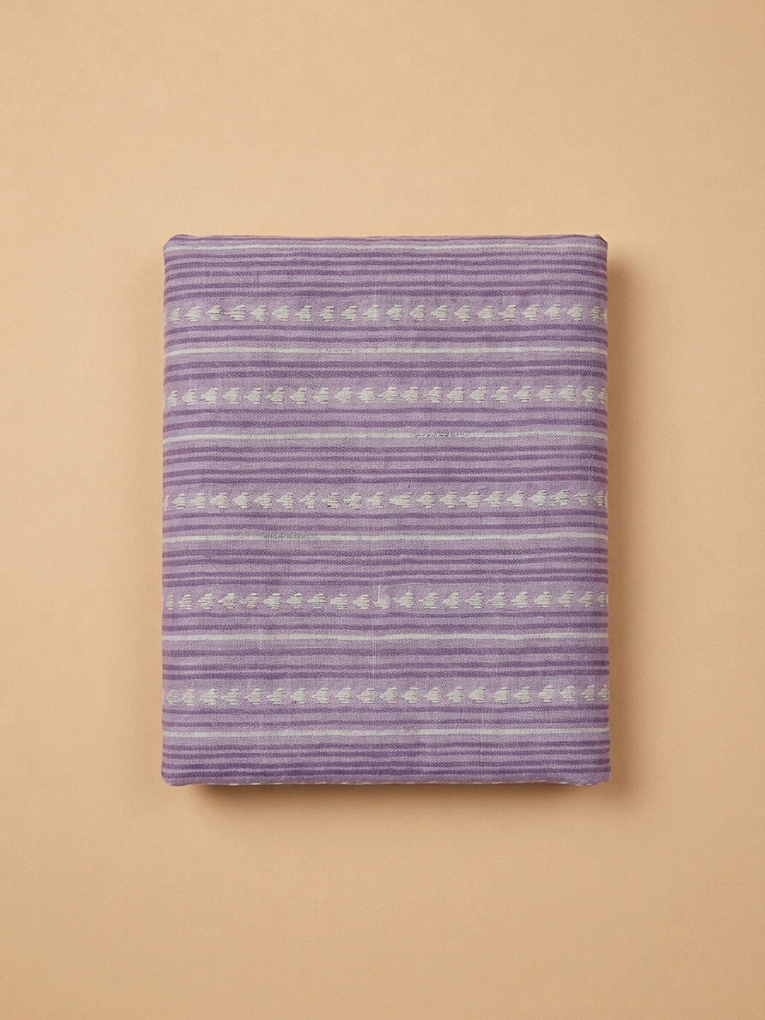 Purple Printed Cotton Blend Unstitched Dress Material