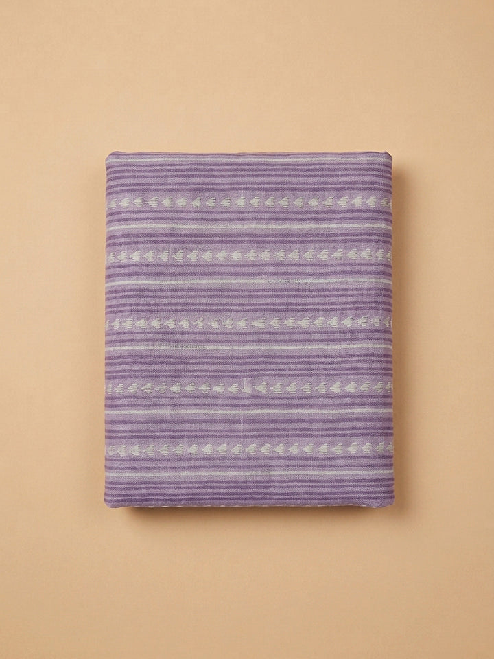 Purple Printed Cotton Blend Unstitched Dress Material