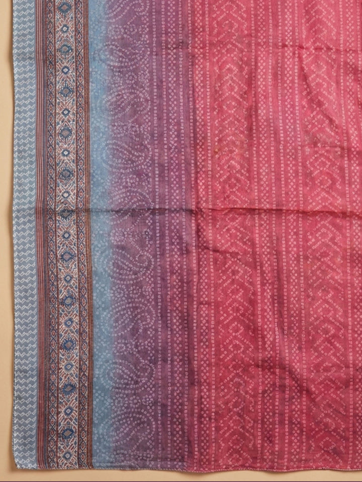 Onion Pink Printed Cotton Blend Unstitched Dress Material