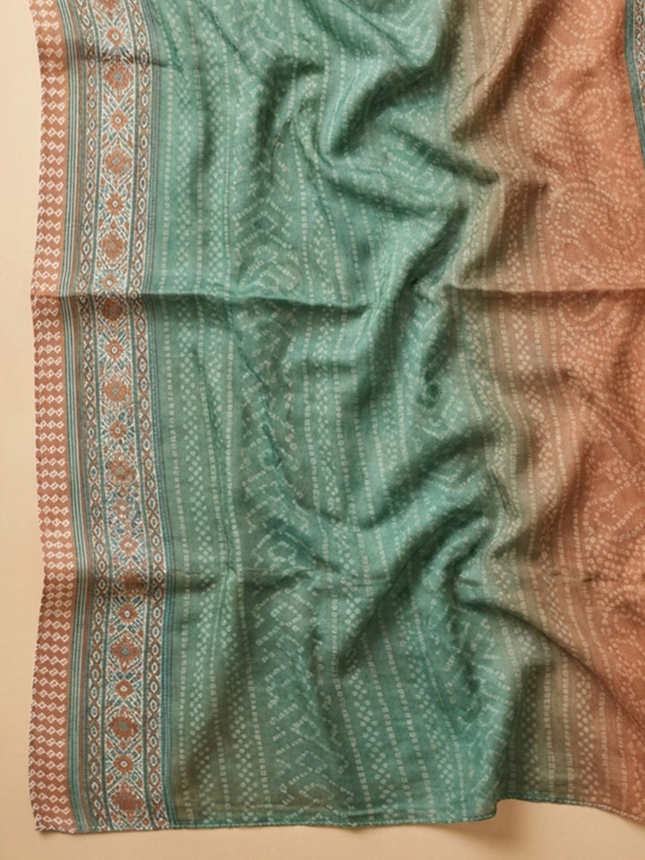 Sea Green Printed Cotton Blend Unstitched Dress Material