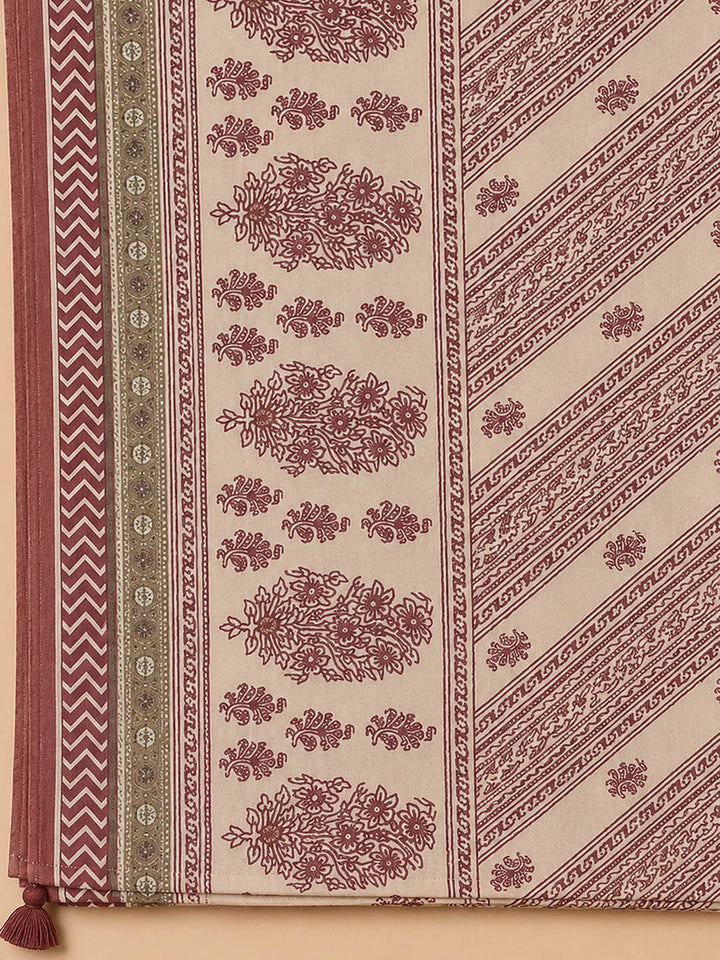 Onion Pink Printed Cotton Blend Unstitched Dress Material