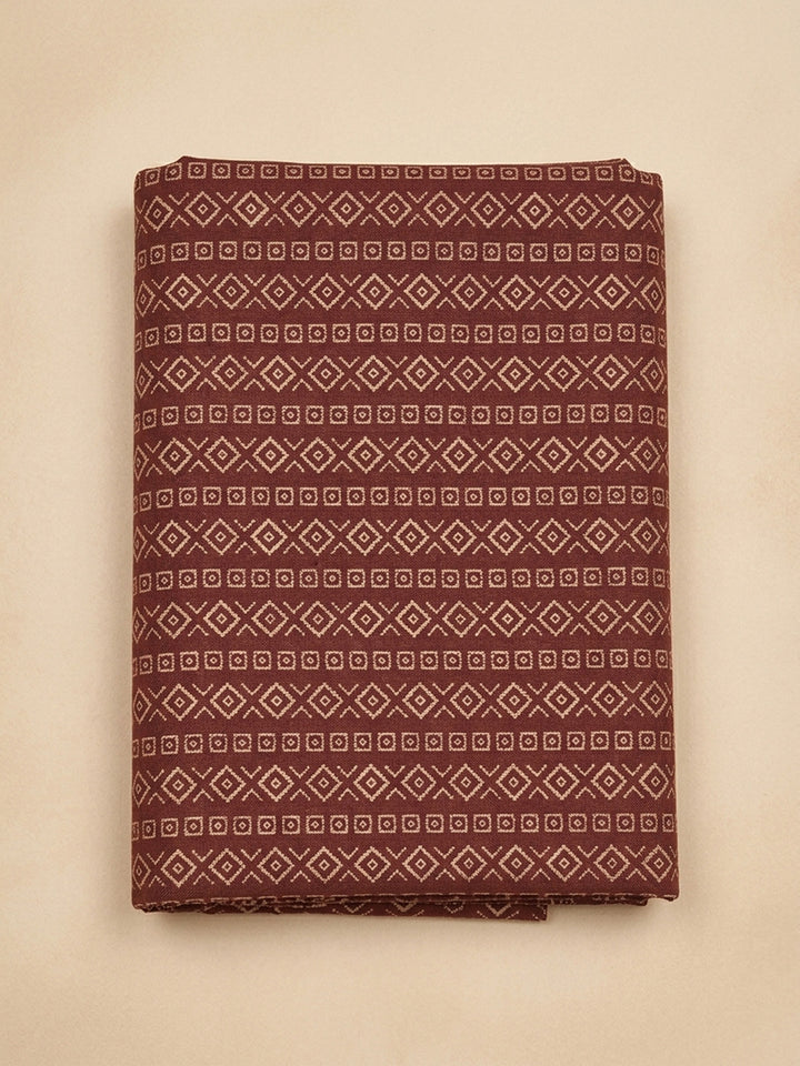 Onion Pink Printed Cotton Blend Unstitched Dress Material