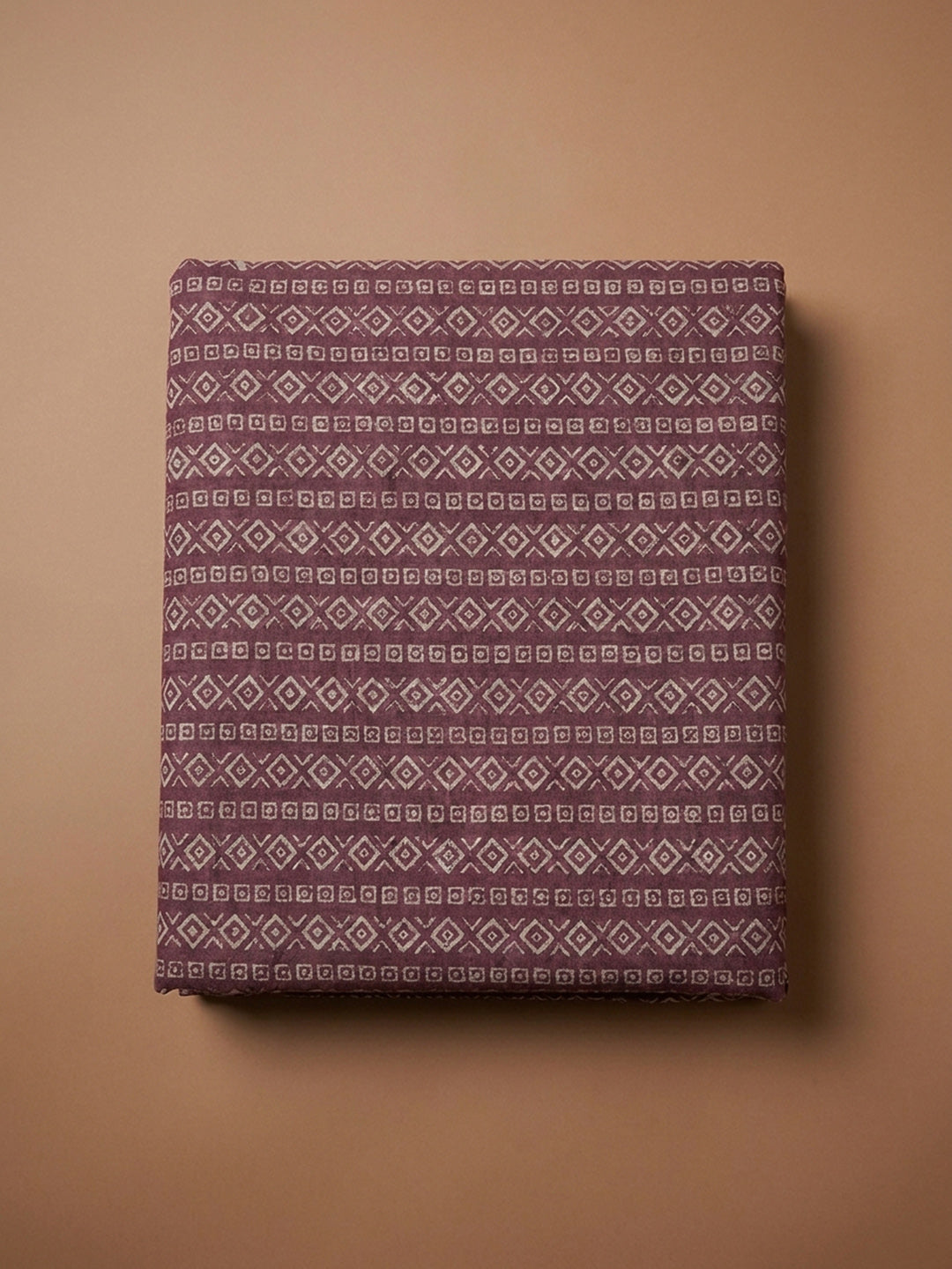 Purple Printed Cotton Blend Unstitched Dress Material