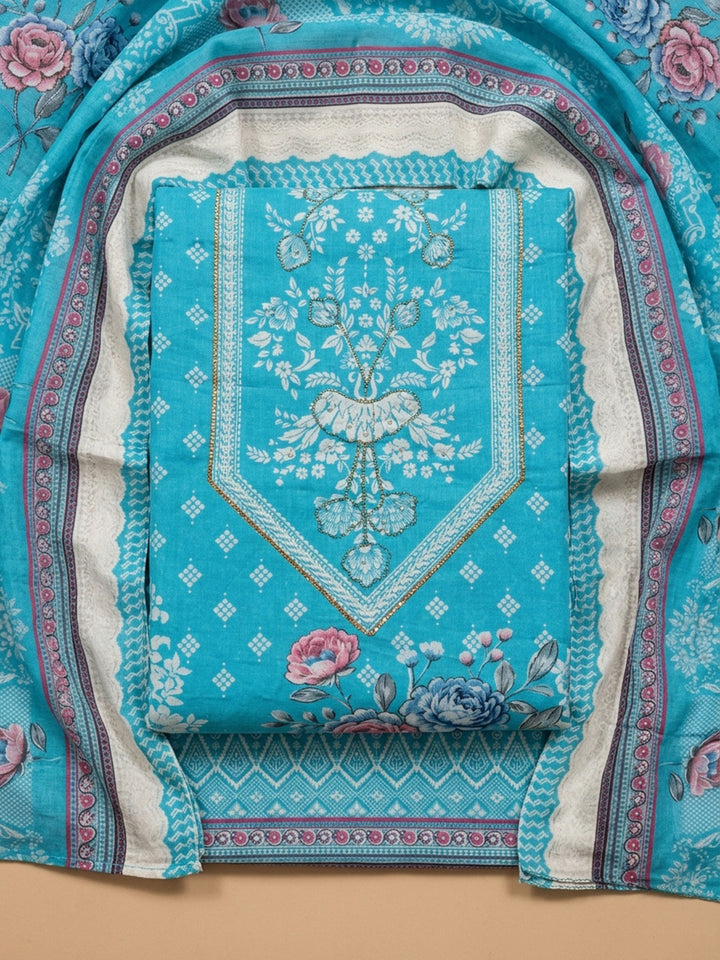 Firozee Printed Cotton Blend Unstitched Dress Material