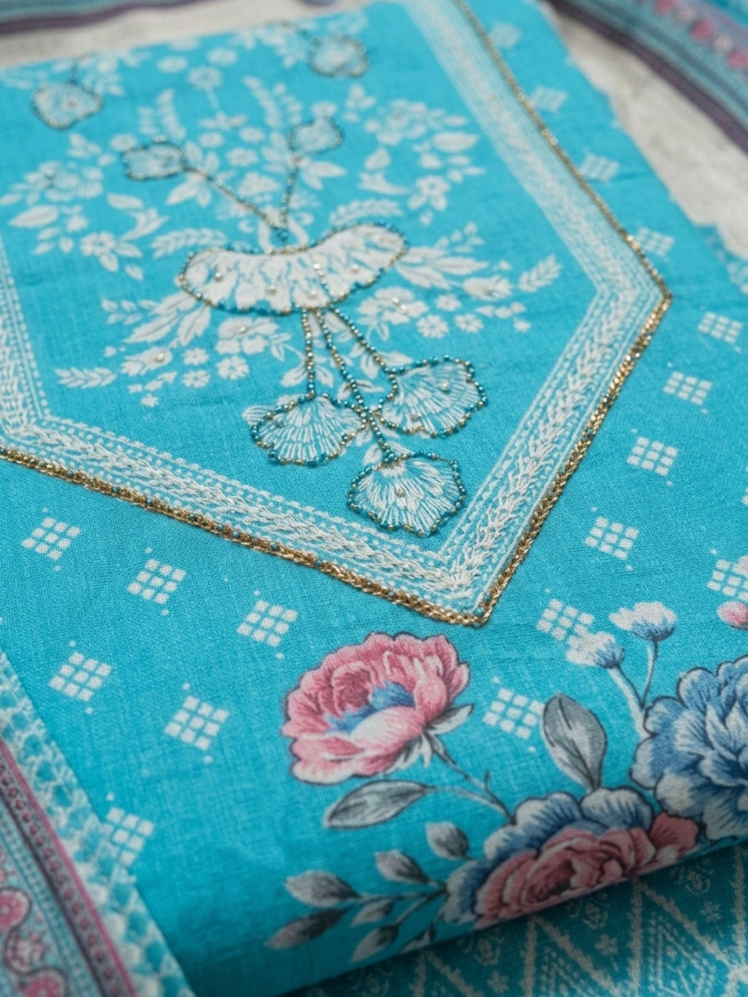 Firozee Printed Cotton Blend Unstitched Dress Material