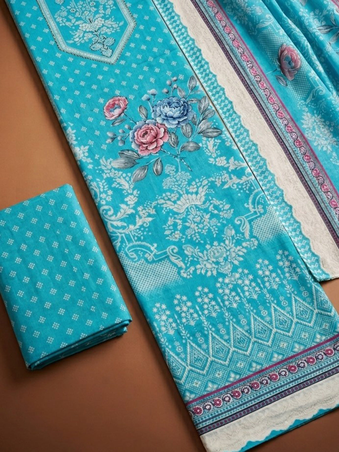 Firozee Printed Cotton Blend Unstitched Dress Material