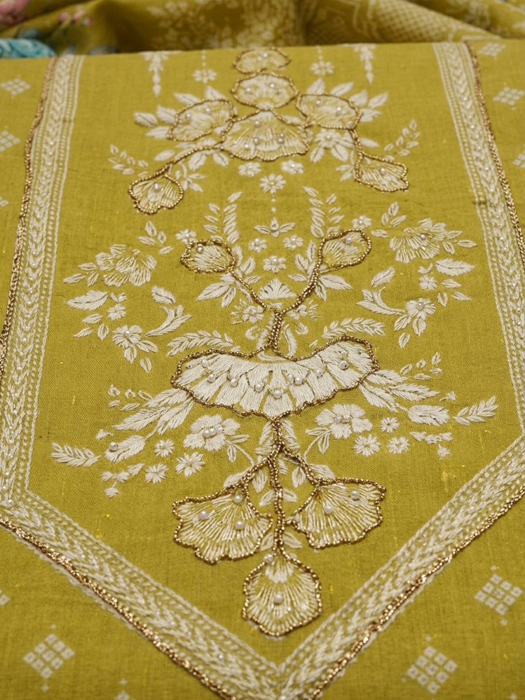 Lemon Printed Cotton Blend Unstitched Dress Material
