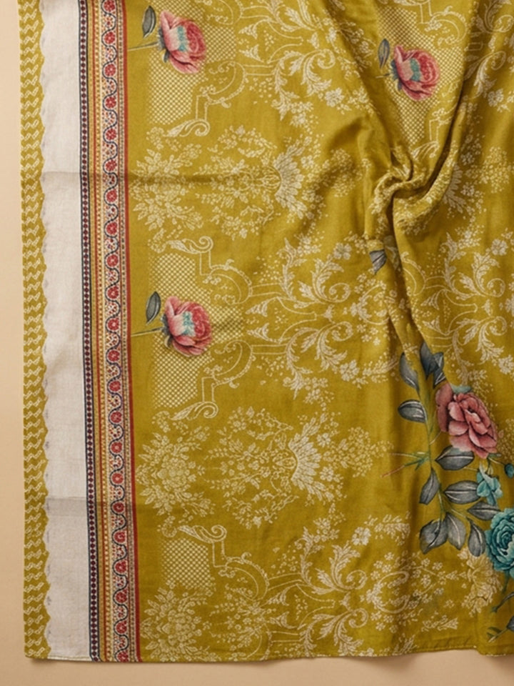Lemon Printed Cotton Blend Unstitched Dress Material