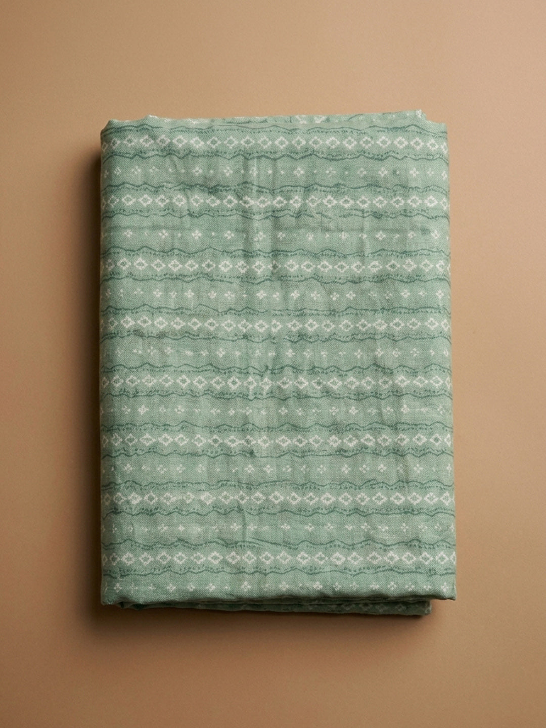Aqua Green Printed Cotton Blend Unstitched Dress Material