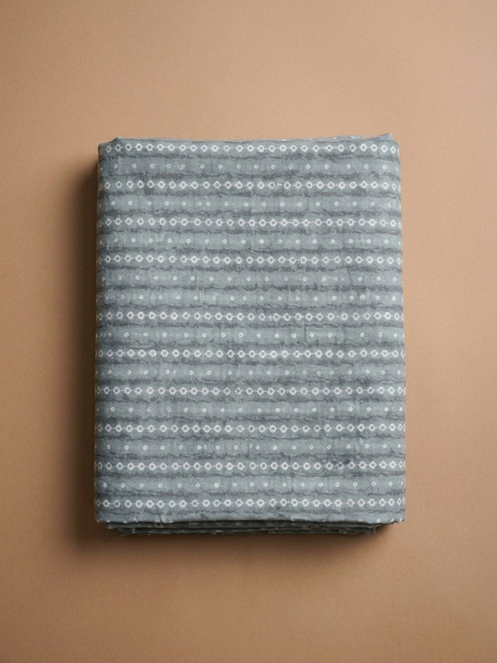 Grey Printed Cotton Blend Unstitched Dress Material