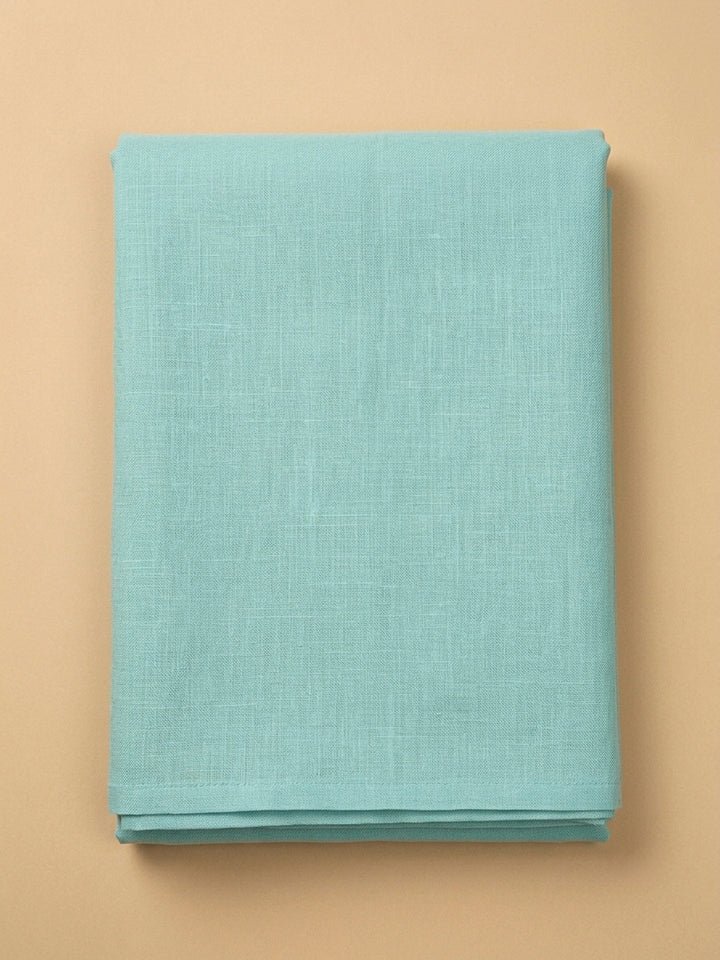Blue Printed Linen Blend Unstitched Dress Material