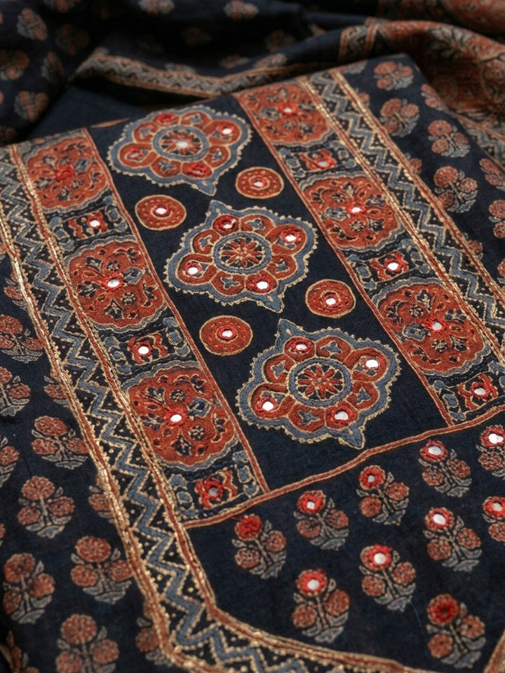Onion Pink Printed Chanderi Unstitched Dress Material
