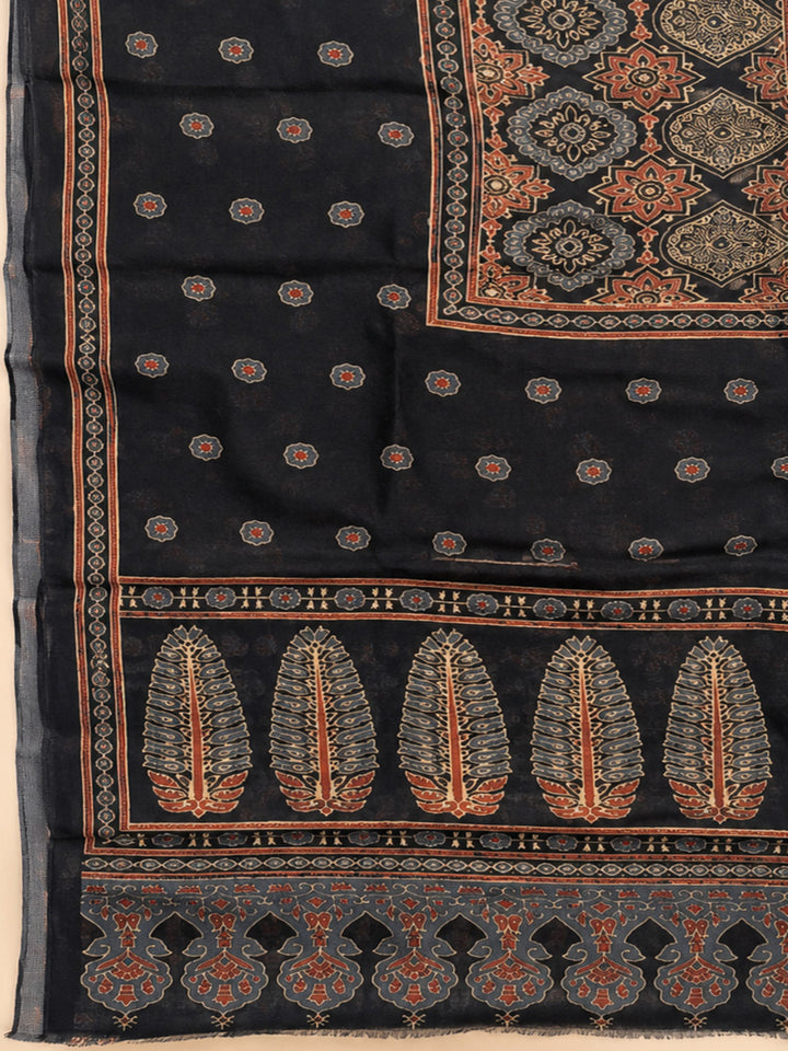 Black Embroidery Cotton Blend Unstitched Dress Material