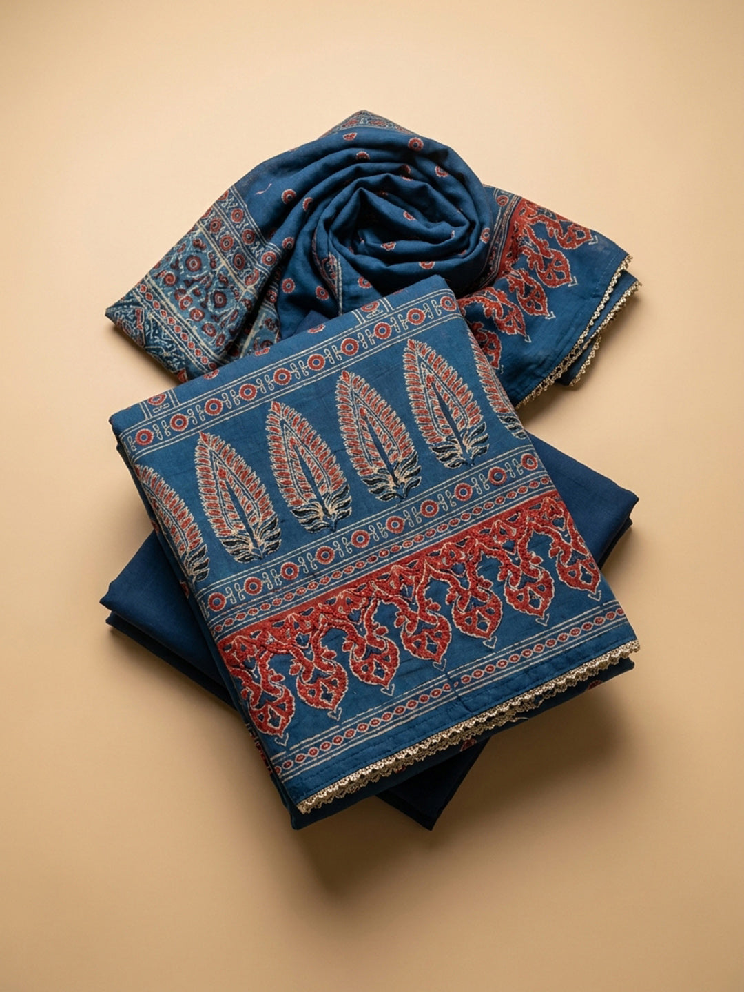Blue Embroidery Cotton Blend Unstitched Dress Material