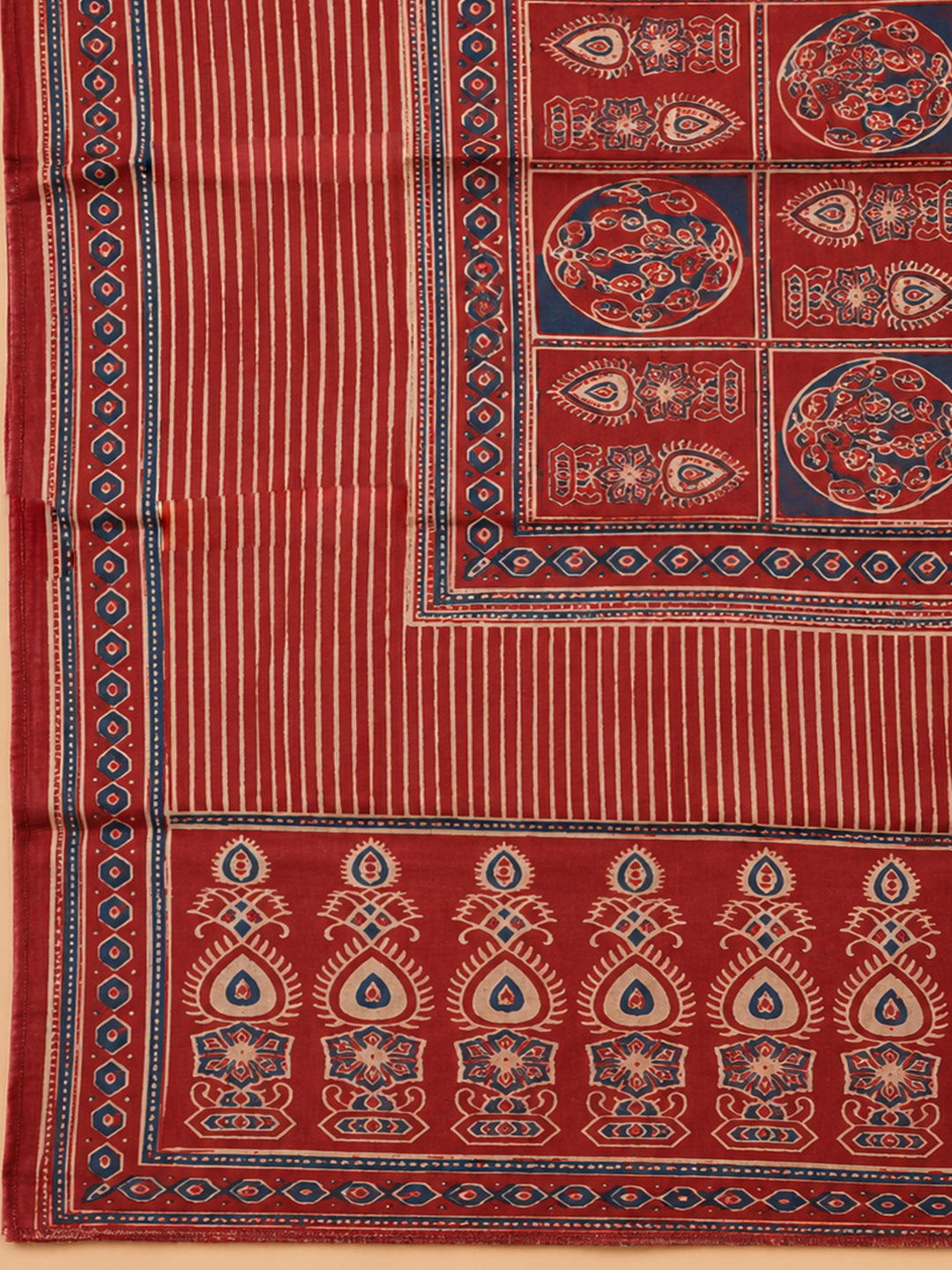 Maroon Yoke Embroidery Cotton Blend Unstitched Dress Material