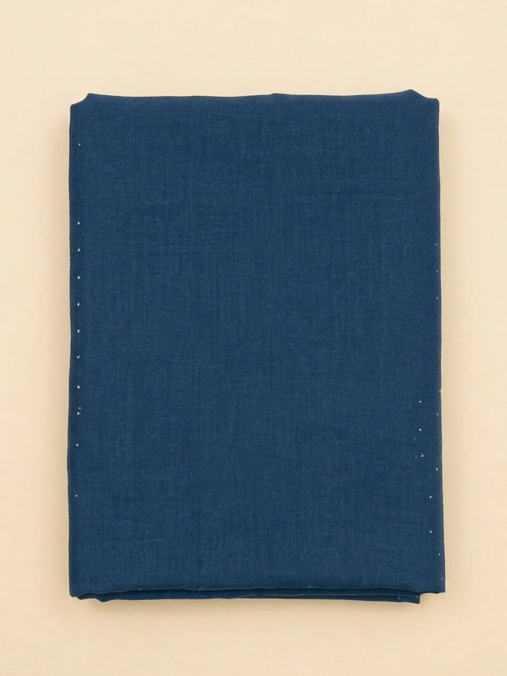 Navy Blue Cotton Blend Printed Unstitched Dress Material
