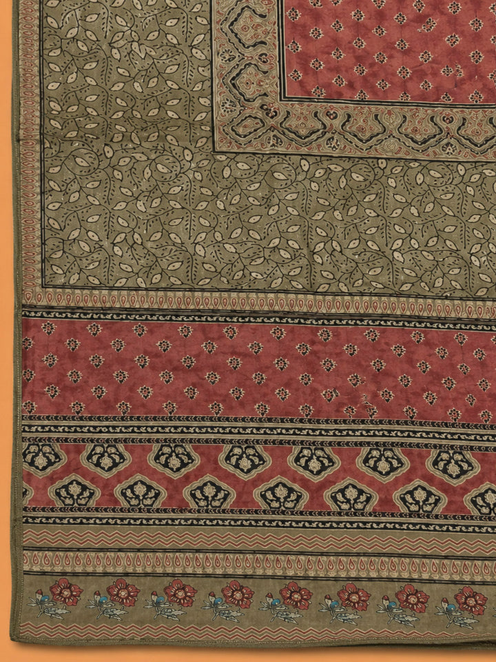 Mehndi Cotton Blend Printed Unstitched Dress Material