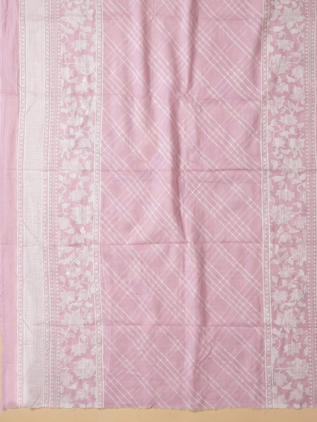 Lavender Embroidered Cotton Blend Unstitched Suit With Pant &amp; Dupatta