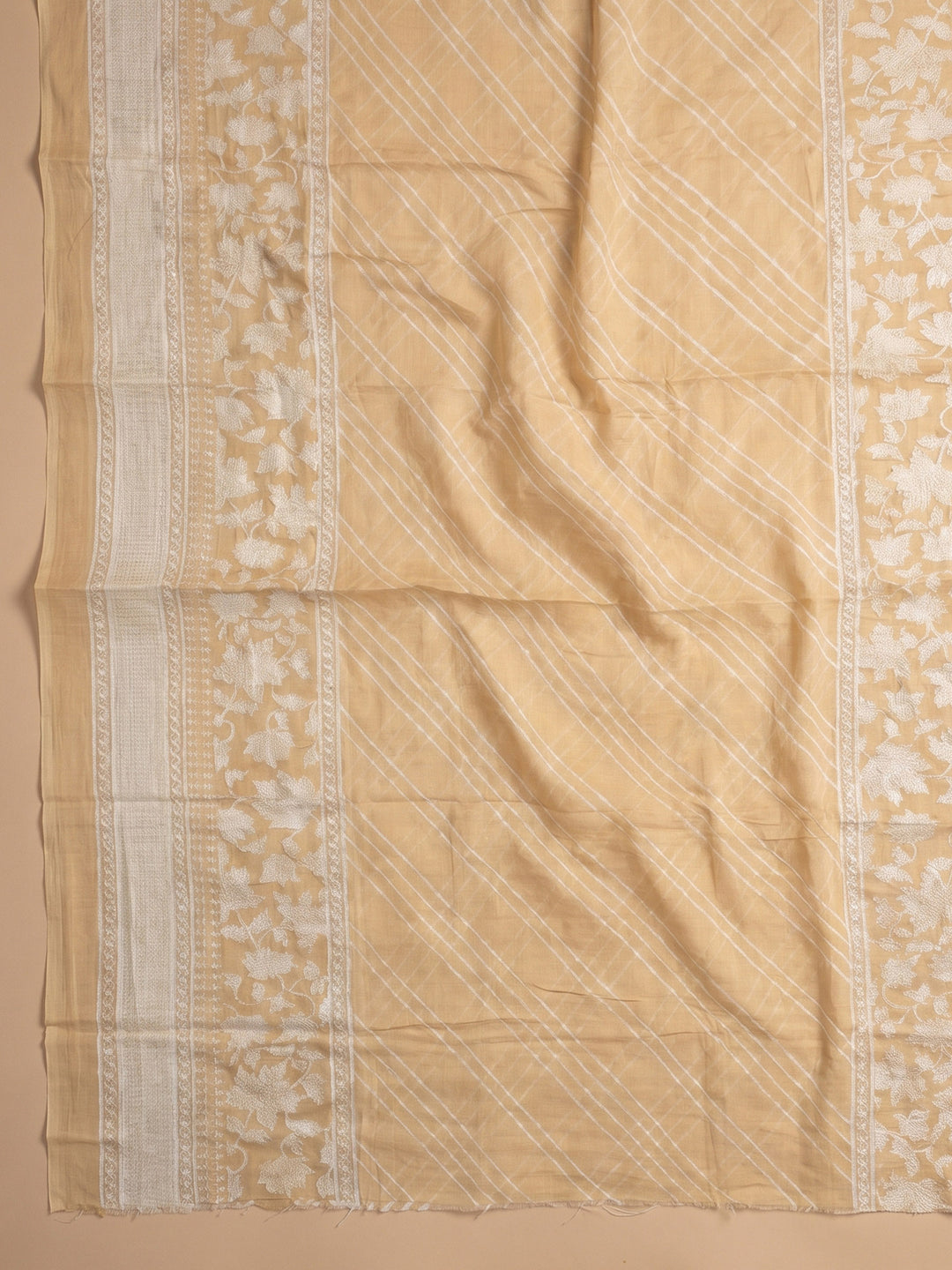 Mustard Embroidered Cotton Blend Unstitched Suit With Pant &amp; Dupatta