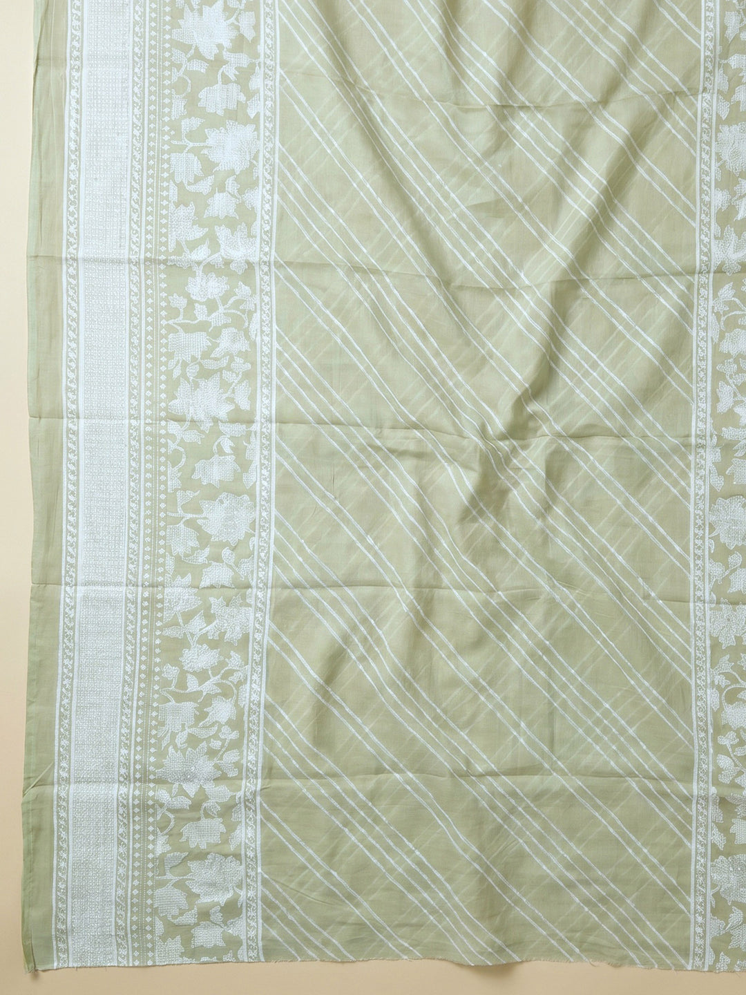 Pista Green Embroidered Cotton Blend Unstitched Suit With Pant &amp; Dupatta