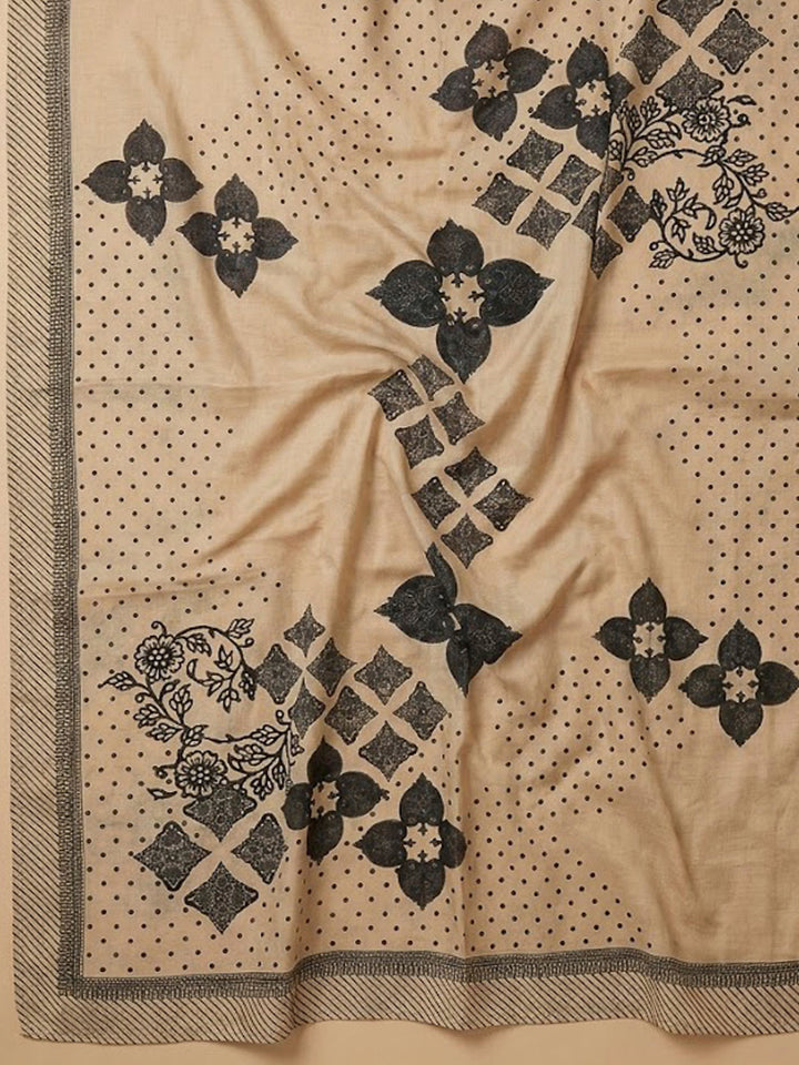 Black Embroidery Muslin Unstitched Dress Material