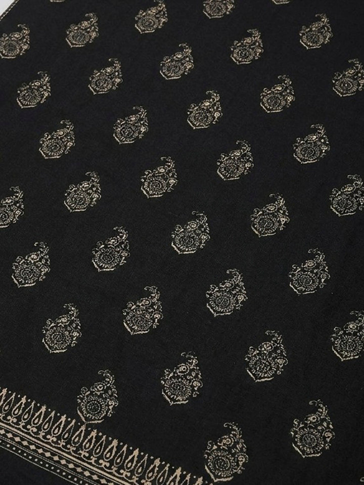 Black Embroidery Muslin Unstitched Dress Material