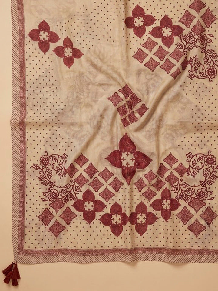 Maroon Embroidery Muslin Unstitched Dress Material