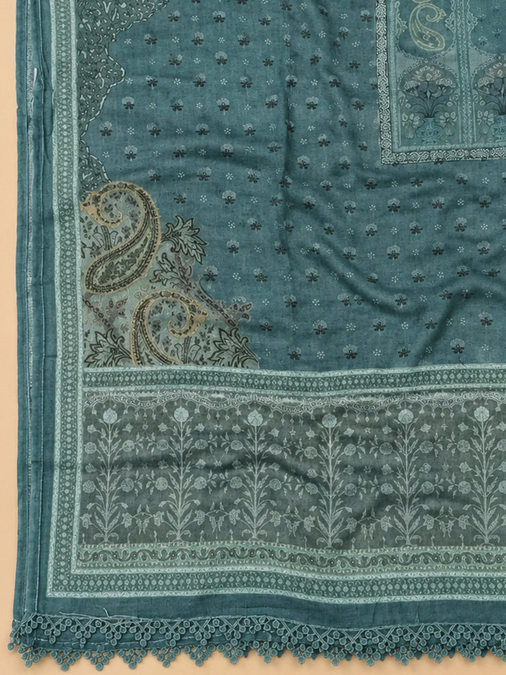 Blue Embroidery Muslin Unstitched Dress Material