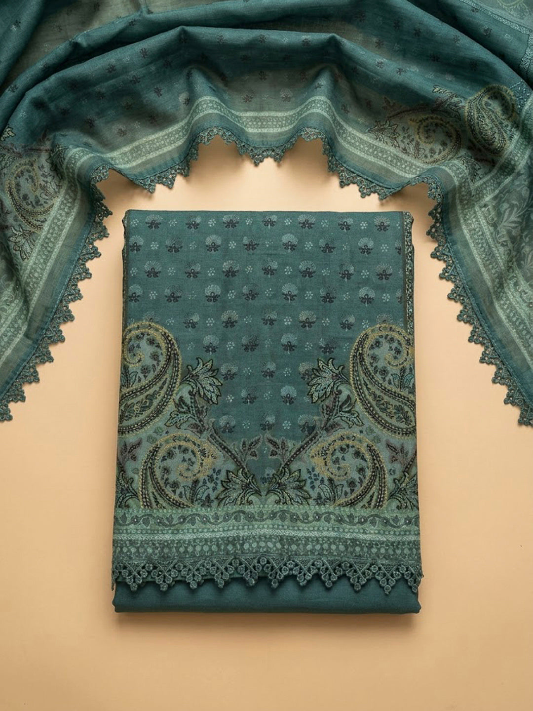 Blue Embroidery Muslin Unstitched Dress Material