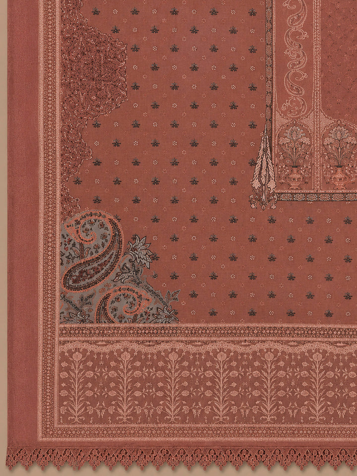 Dusty Pink Embroidery Muslin Unstitched Dress Material