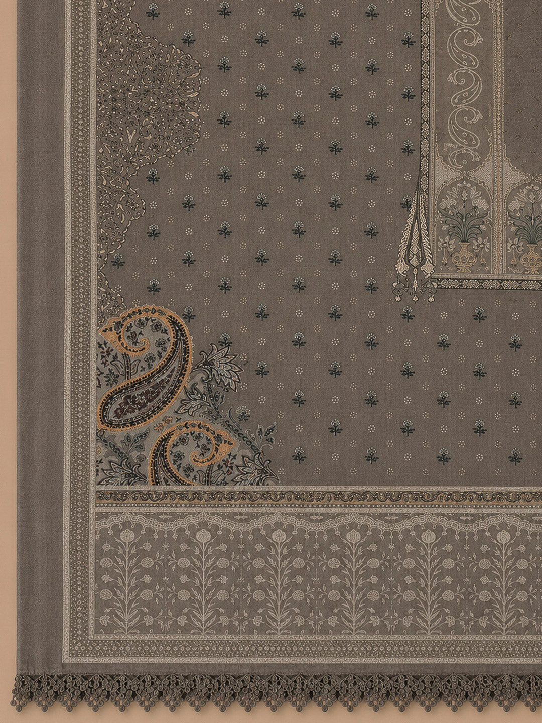 Grey Embroidery Muslin Unstitched Dress Material