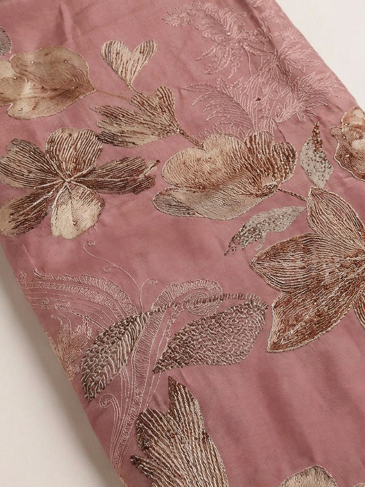Onion Pink Printed Muslin Unstitched Dress Material