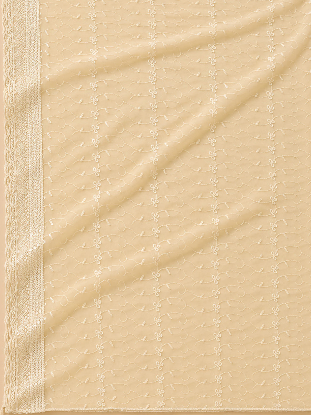 Beige Embroidery Georgette Unstitched Dress Material