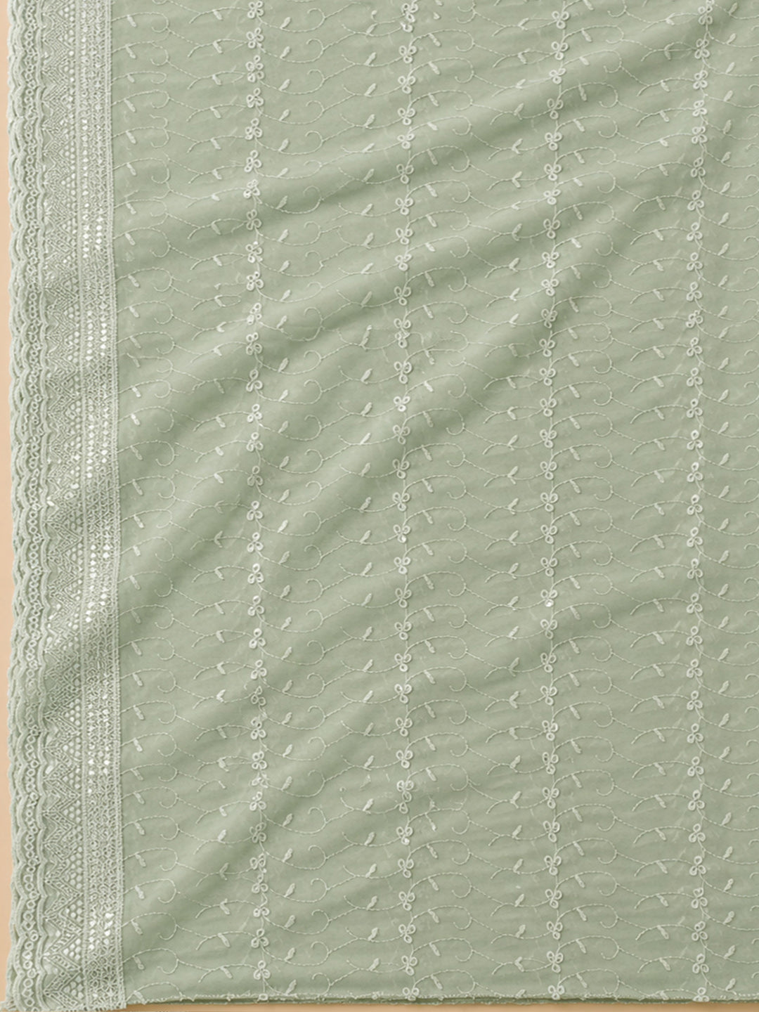 Pista Green Embroidery Georgette Unstitched Dress Material