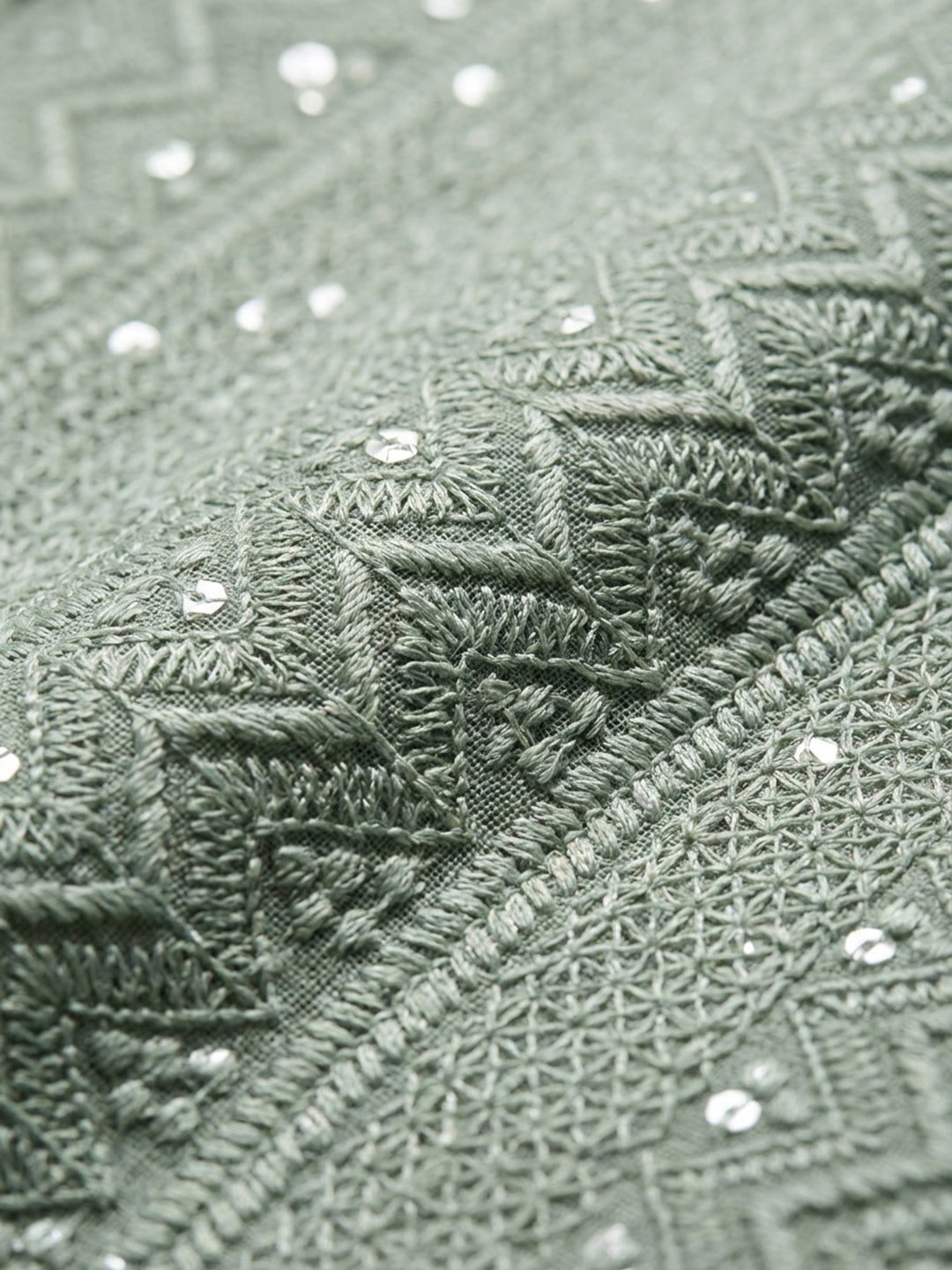 Pista Green Embroidery Georgette Unstitched Dress Material