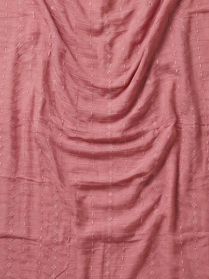 Peach Embroidered Georgette Unstitched Suit With Pant &amp; Dupatta
