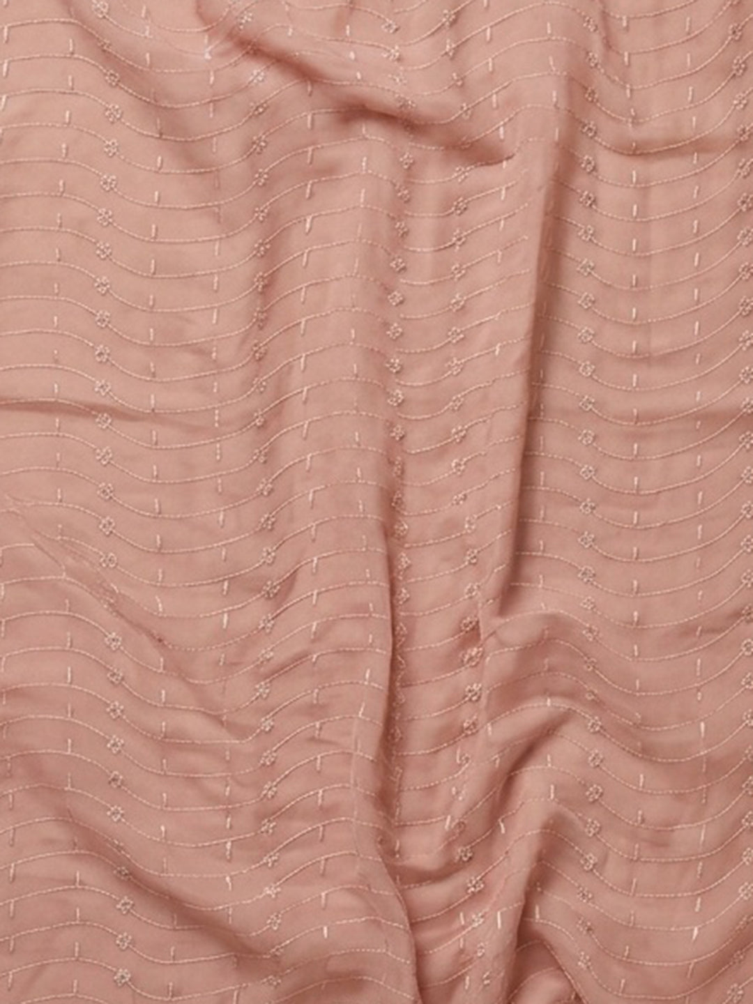 Peach Embroidered Cotton Blend Unstitched Suit &amp; Pant With Cotton Dupatta