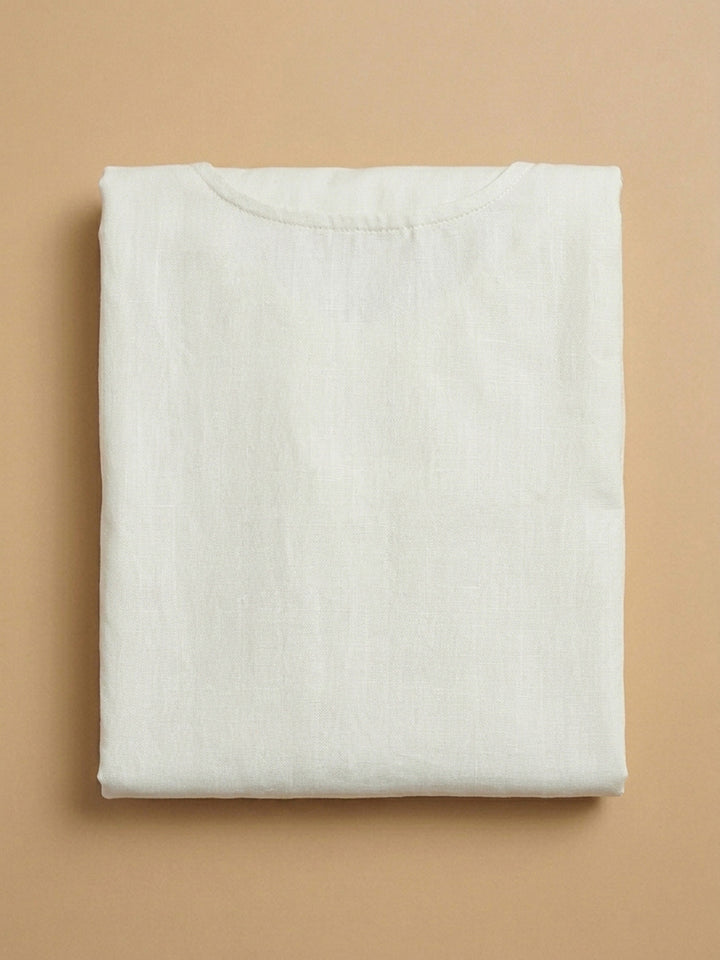 Off White Embroidery Cotton Blend Unstitched Dress Material