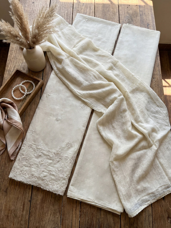 Embroidered Cotton Blend Unstitched Suit With Dupatta