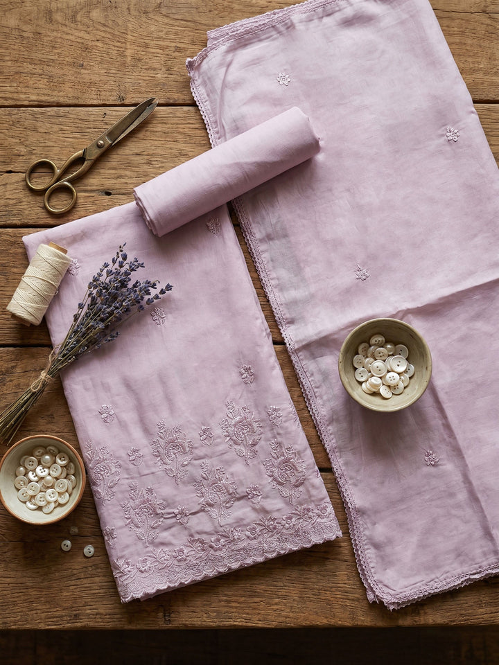 Embroidered Cotton Blend Unstitched Suit With Dupatta