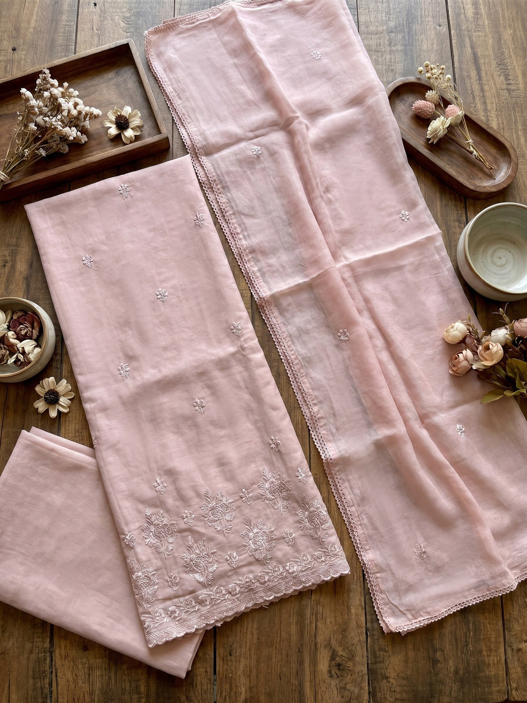Embroidered Cotton Blend Unstitched Suit With Dupatta