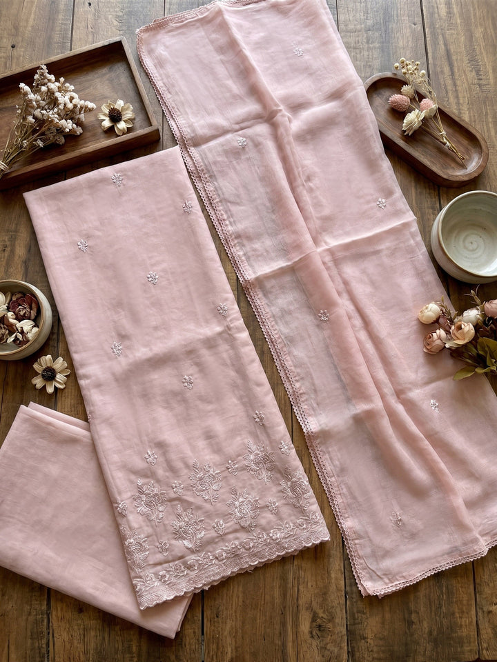 Embroidered Cotton Blend Unstitched Suit With Dupatta