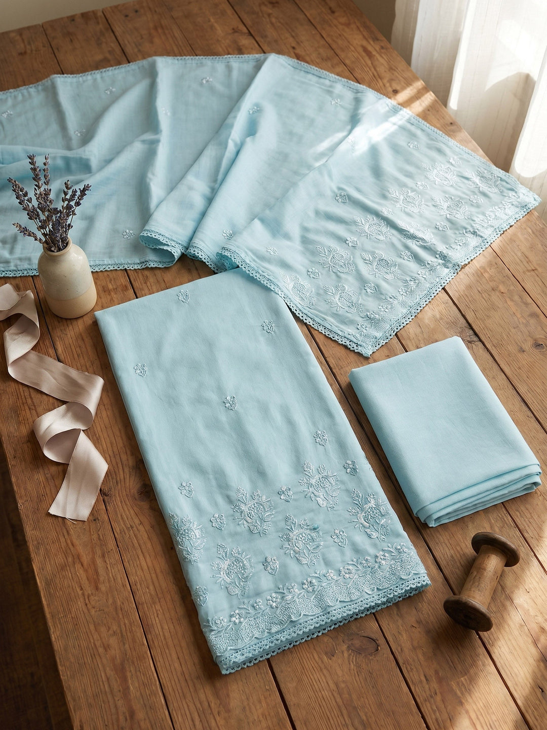 Embroidered Cotton Blend Unstitched Suit With Dupatta