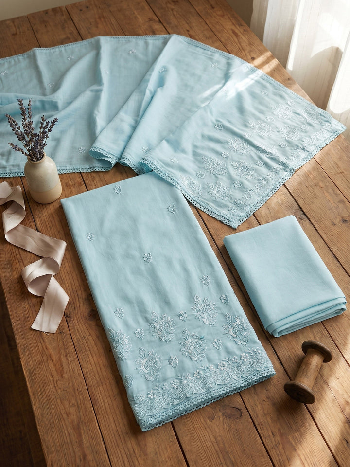 Embroidered Cotton Blend Unstitched Suit With Dupatta