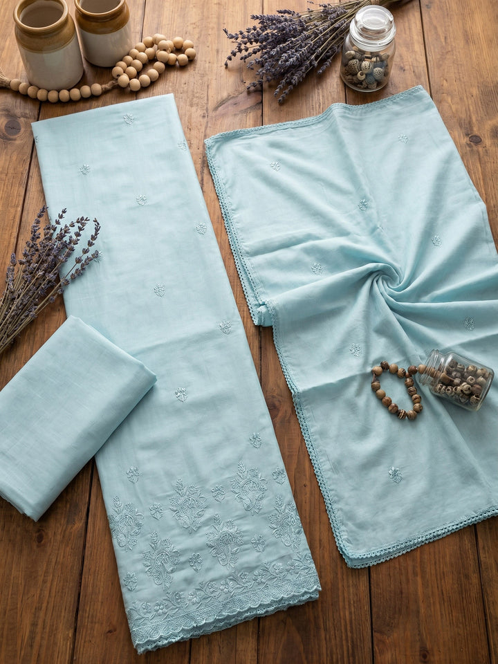 Embroidered Cotton Blend Unstitched Suit With Dupatta