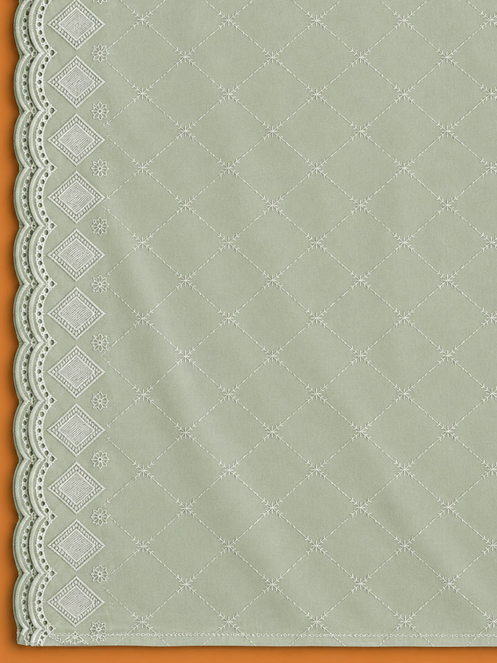 Pista Green Embroidered Georgette Unstitched Suit &amp; Pant With Georgette Dupatta