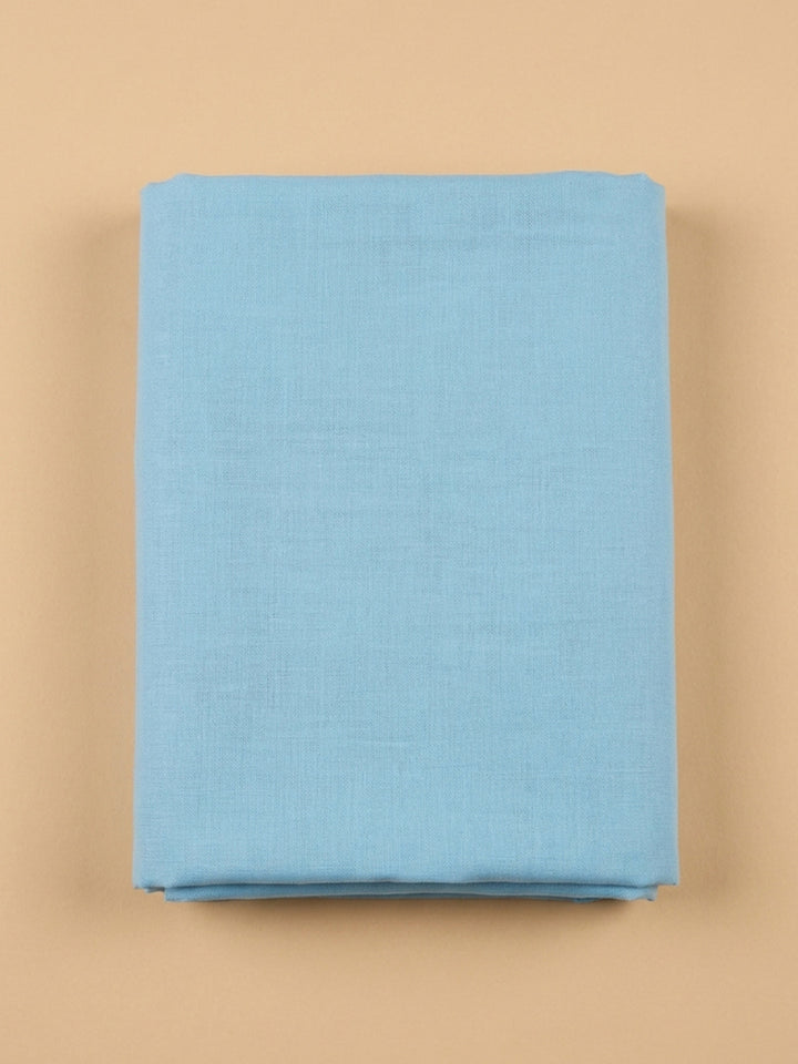 Sky Blue Printed Cotton Blend Unstitched Suit &amp; Pant With Cotton Dupatta