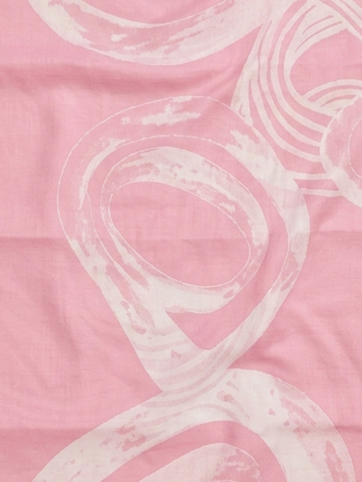 Pink Embroidered Cotton Blend Unstitched Suit With Pant &amp; Dupatta