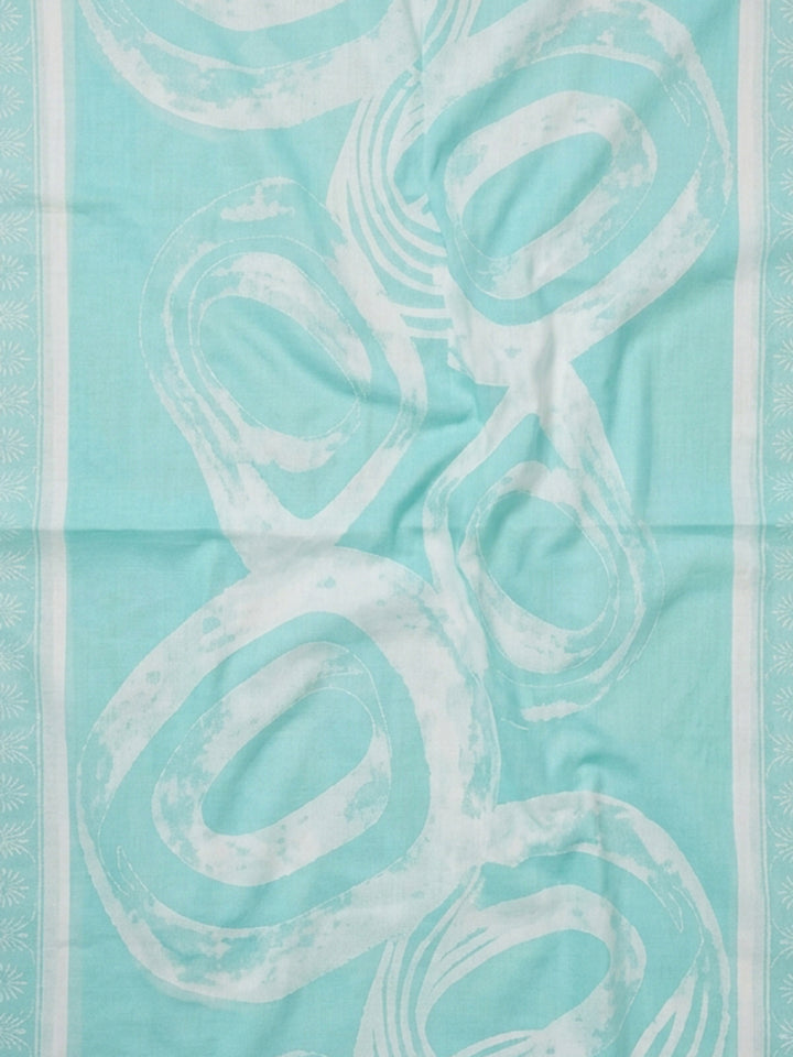 Sea Green Embroidered Cotton Blend Unstitched Suit With Pant &amp; Dupatta